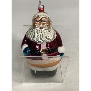 Vintage Christopher Radko “Round About Santa” Glass Ornament 6.5” 95-005-0